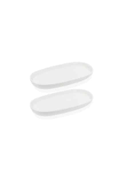 Oval Serving Plate, Bone Porcelain, Luz, Set of 2, 22 cm, White