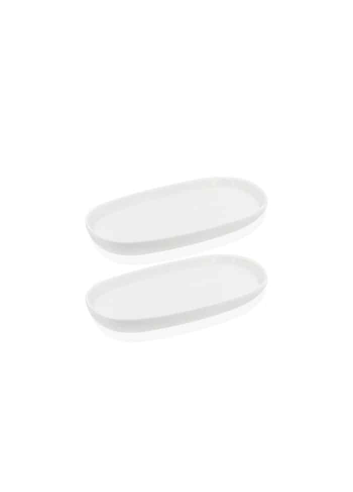 Oval Serving Plate, Bone Porcelain, Luz, Set of 2, 22 cm, White