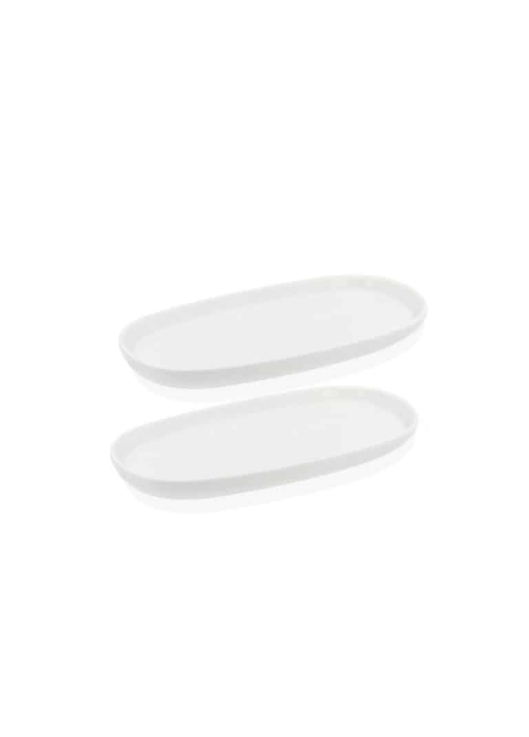 Oval Serving Plate, Bone Porcelain, Luz, Set of 2, 25 cm, White