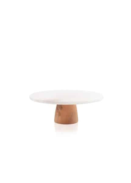 Cake Stand, Marble & Wood, Marbre, 25 cm, White