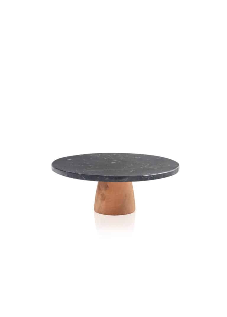 Cake Stand, Marble & Wood, Marbre, 25 cm, Black