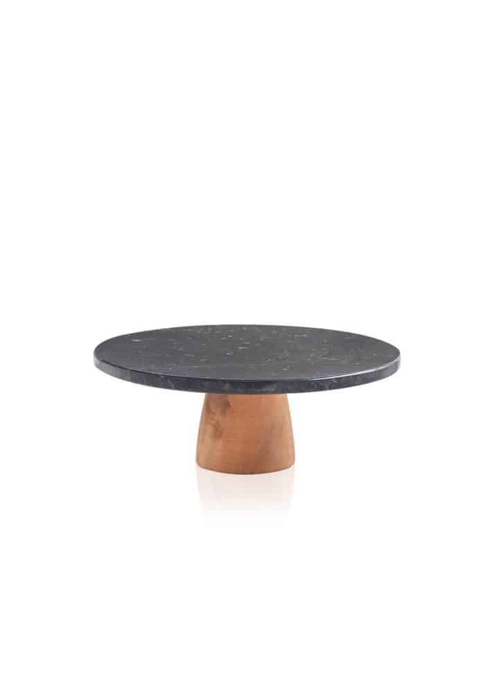 Cake Stand, Marble & Wood, Marbre, 28 cm, Black