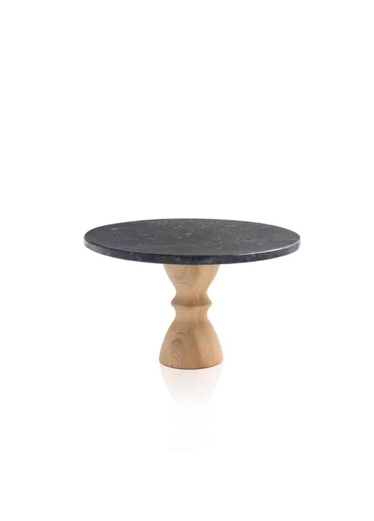 Cake Stand, Marble & Wood, Marbre, 28 cm, Black