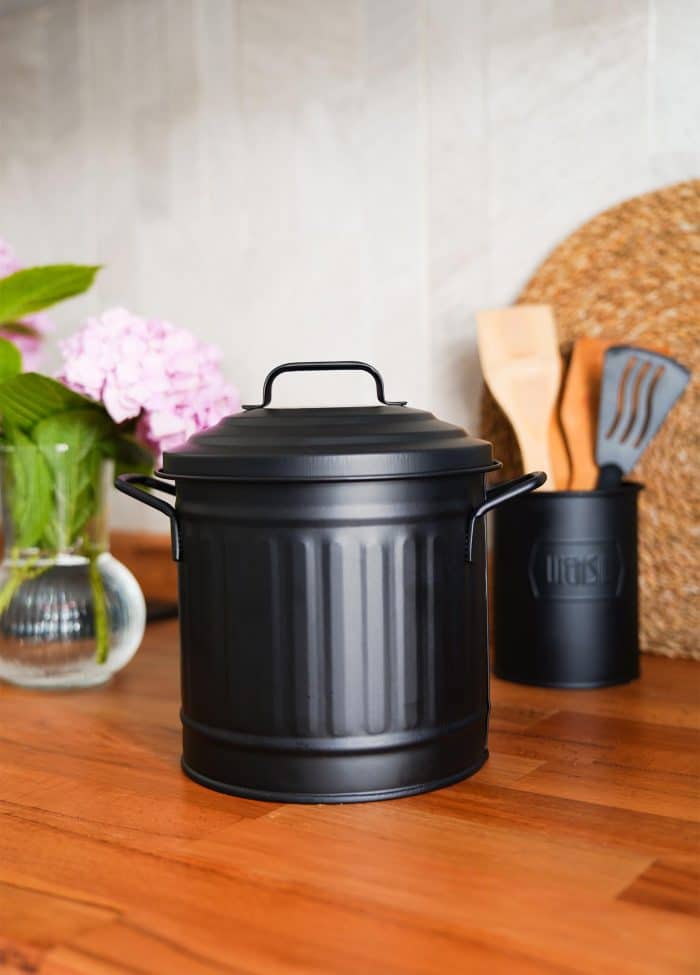 4 Lt. Counter-Top Trash Can, Galvanized Steel, Black