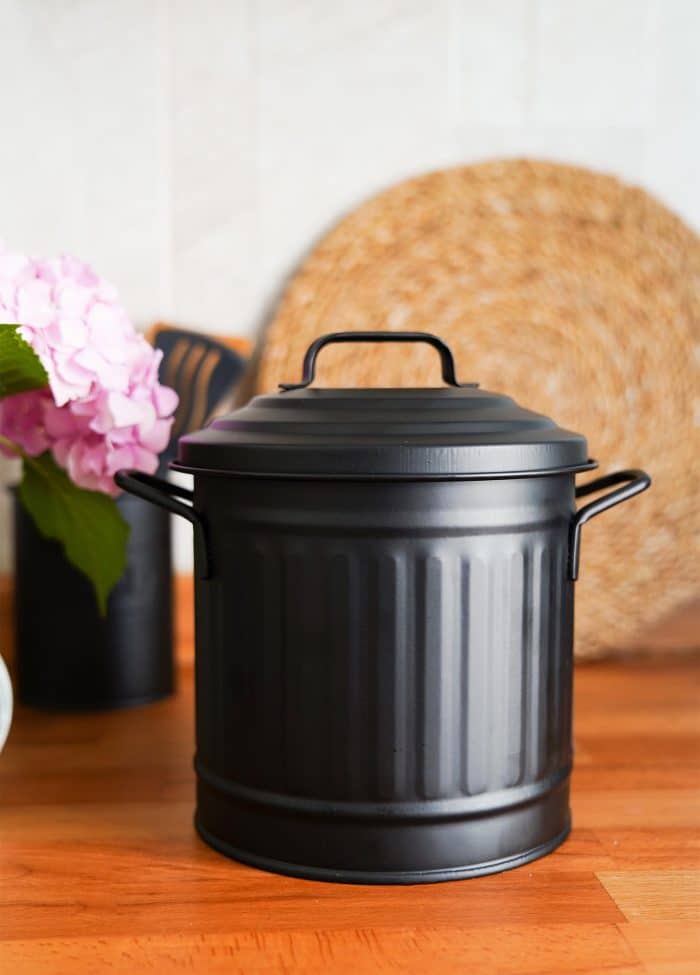 4 Lt. Counter-Top Trash Can, Galvanized Steel, Black