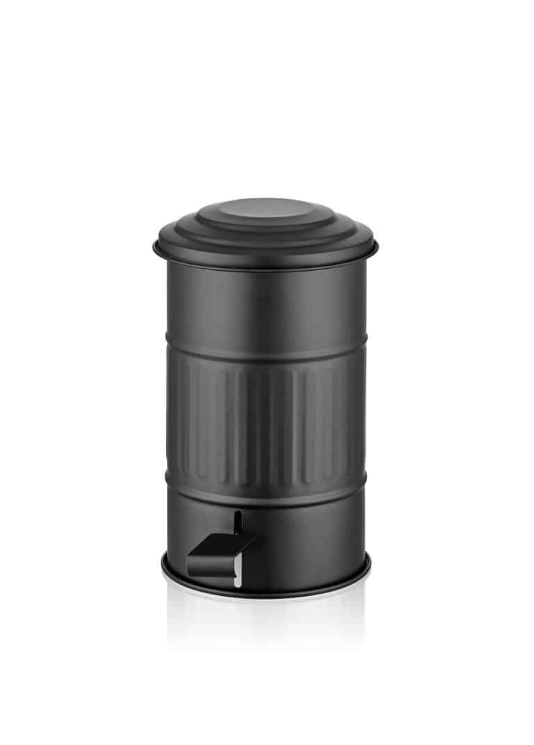 5 Lt. Trash Can, Galvanized Steel, Black