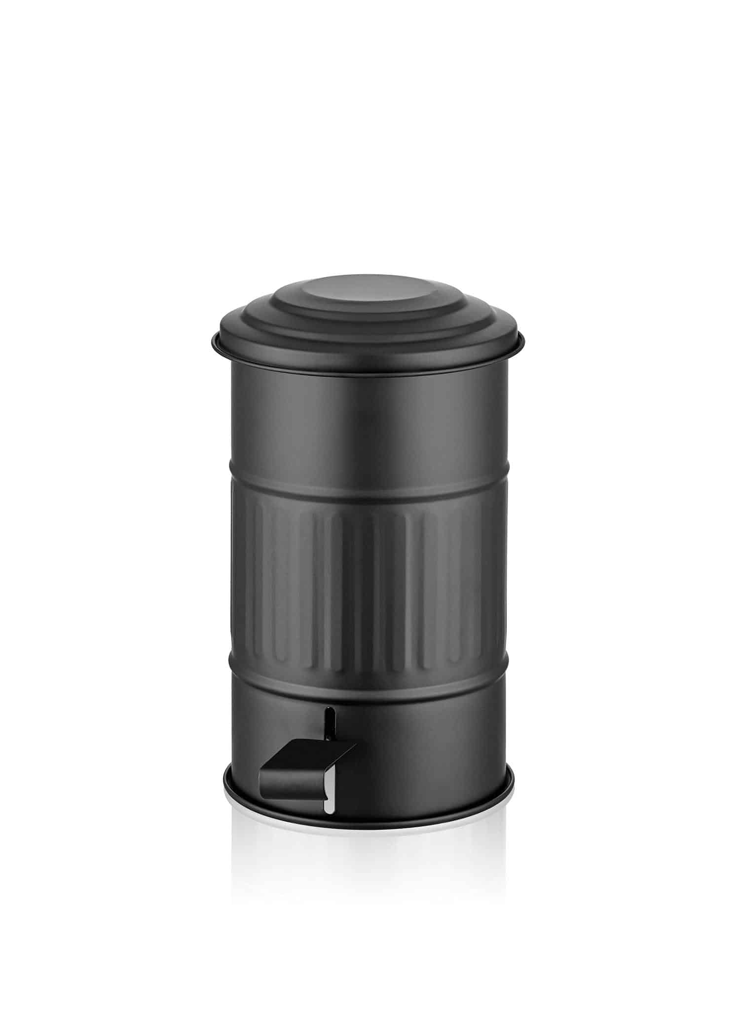 5 Lt. Trash Can, Galvanized Steel, Black