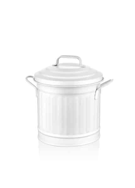 4 Lt. Counter-Top Trash Can, Galvanized Steel, White