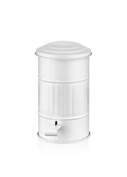 5 Lt. Trash Can, Galvanized Steel, White