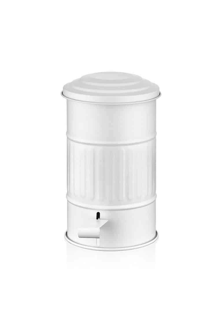 5 Lt. Trash Can, Galvanized Steel, White