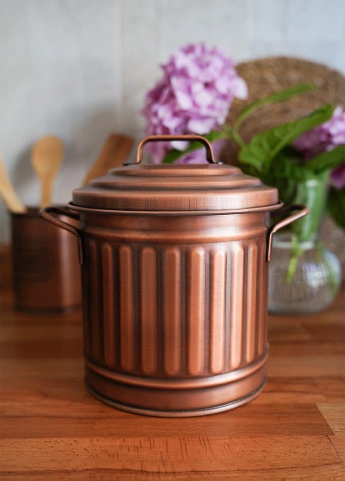 4 Lt. Counter-Top Trash Can, Galvanized Steel, Copper