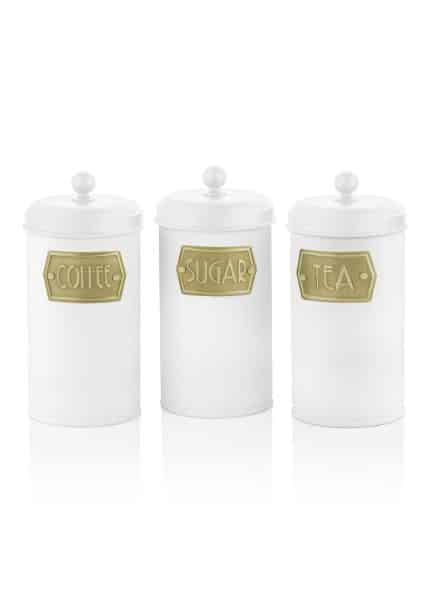 Jar, Galvanized Steel, Set of 3, 17 cm, White