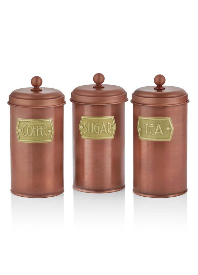 Jar, Galvanized Steel, Set of 3, 22 cm, Copper