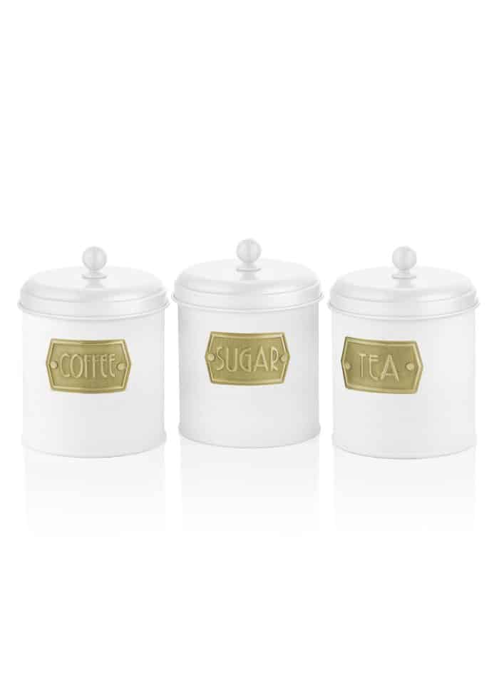 Jar, Galvanized Steel, Set of 3, 17 cm, White