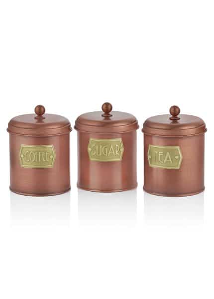 Jar, Galvanized Steel, Set of 3, 17 cm, Copper