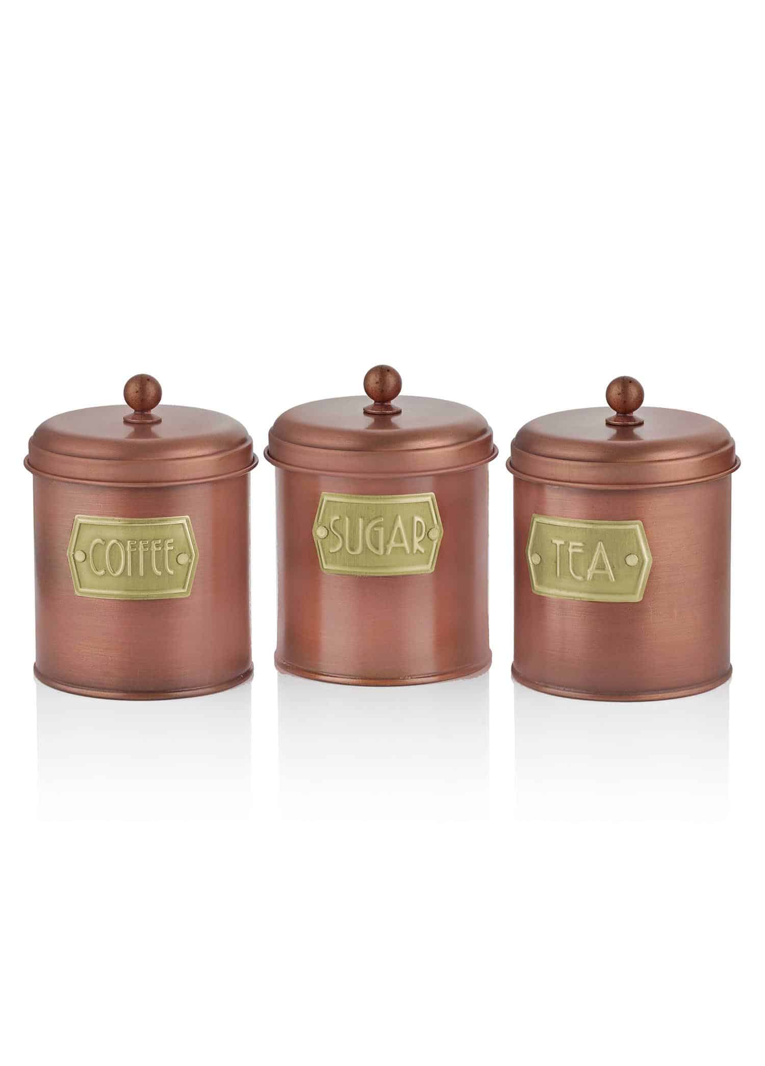 Jar, Galvanized Steel, Set of 3, 17 cm, Copper