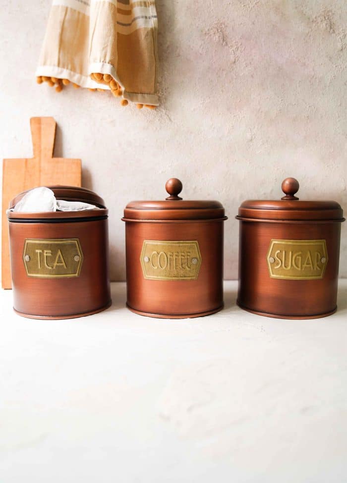 Jar, Galvanized Steel, Set of 3, 17 cm, Copper