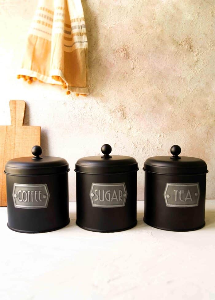 Jar, Galvanized Steel, Set of 3, 17 cm, Black