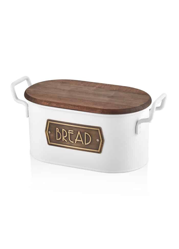 Bread Box, Galvanized Steel, 17x20x20 cm, White