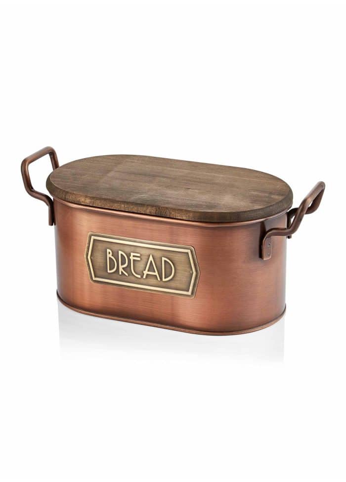 Bread Box, Galvanized Steel, 17x20x20 cm, Copper