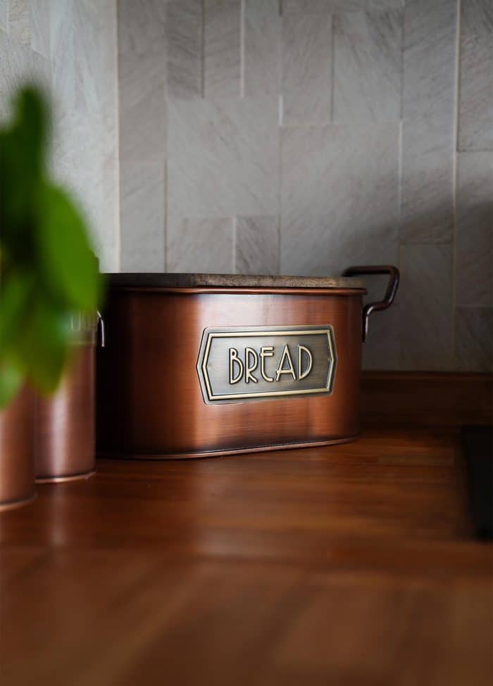 Bread Box, Galvanized Steel, 17x20x20 cm, Copper