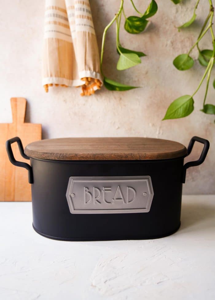 Bread Box, Galvanized Steel, 17x20x20 cm, Black