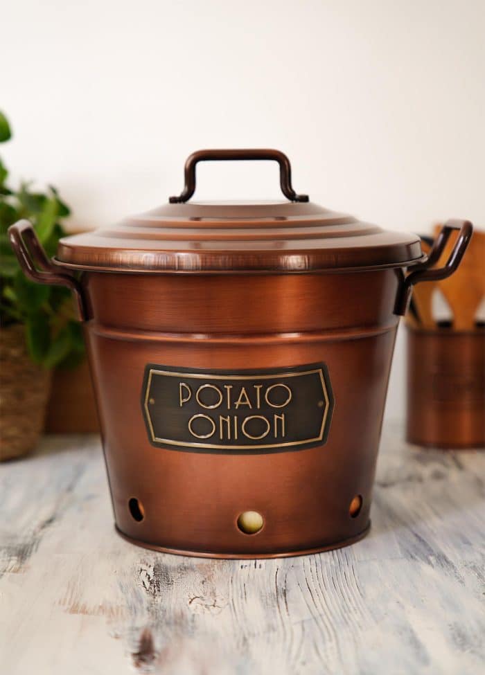 Potato Onion Storage Basket, Galvanized Steel, 35x38x29 cm, Copper