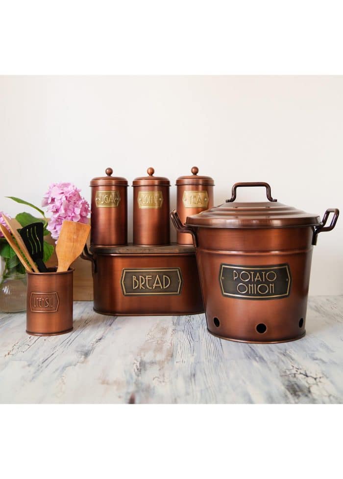 Potato Onion Storage Basket, Galvanized Steel, 35x38x29 cm, Copper