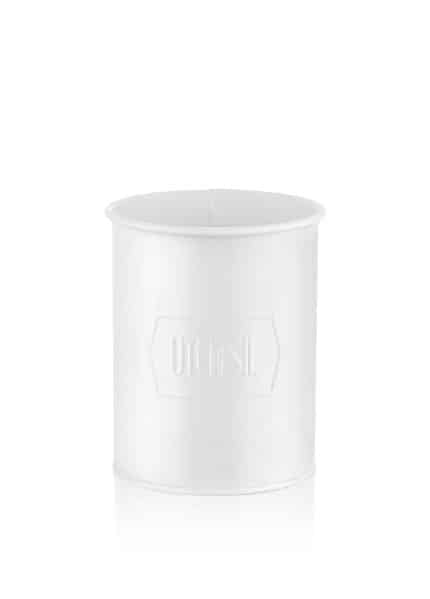 Utensil Holder Set of 2, Galvanized Steel, White