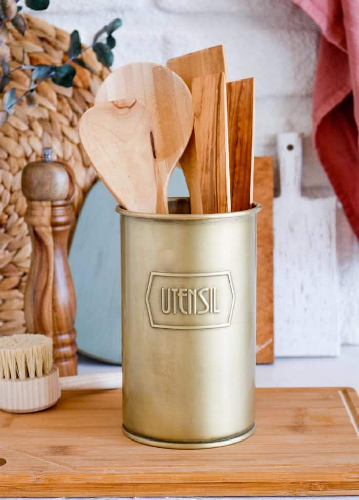 Utensil Holder, Galvanized Steel, 11 cm, Gold