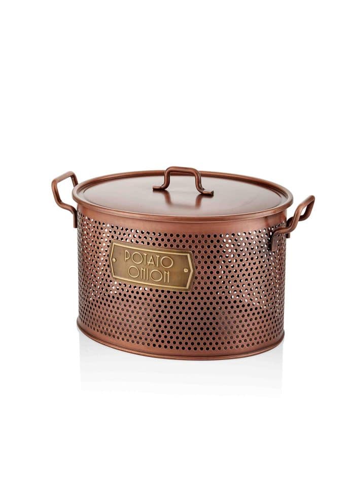 Potato & Onion Storage Container with 2 Chambers - Rose Gold