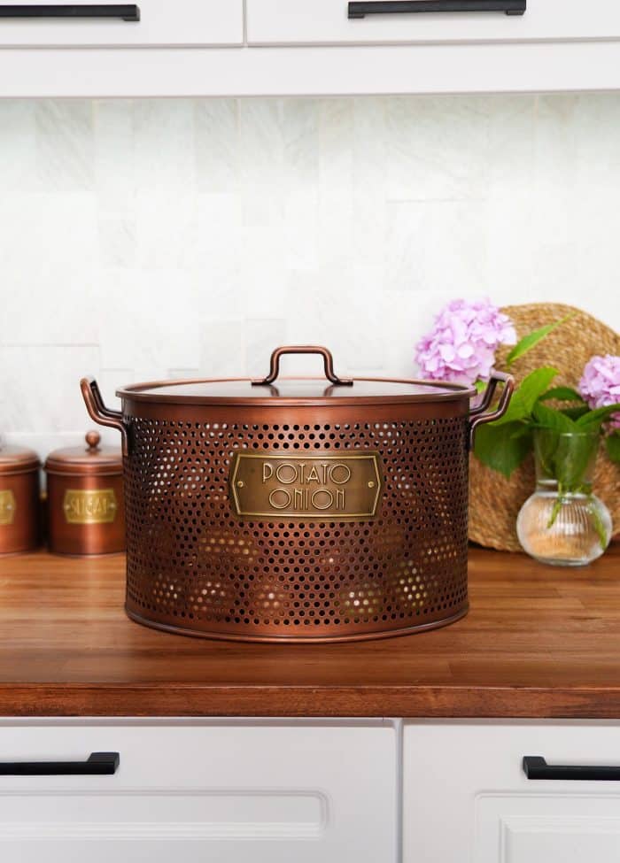 Potato & Onion Storage Container with 2 Chambers - Rose Gold