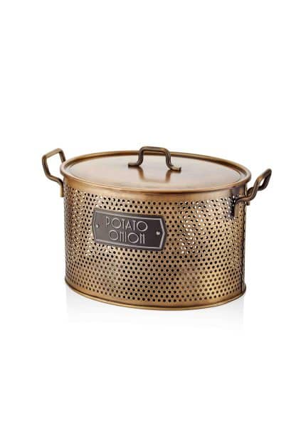 Potato & Onion Storage Container with 2 Chambers - Gold