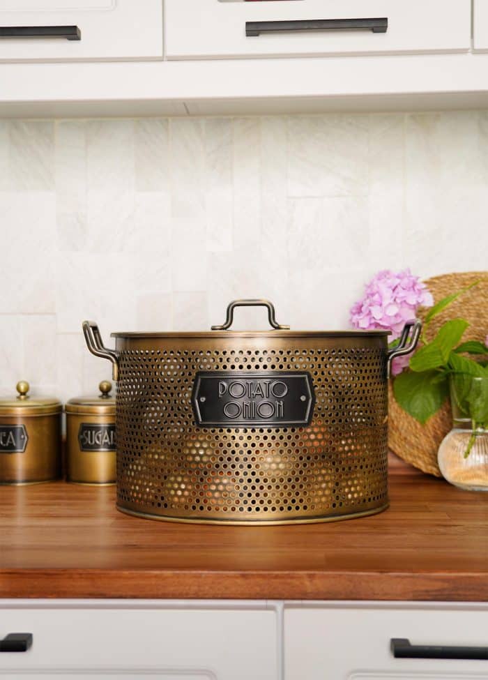 Potato & Onion Storage Container with 2 Chambers - Gold