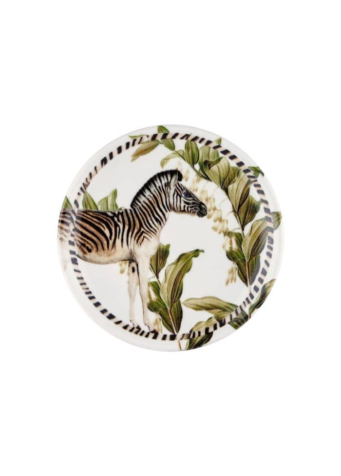 Zebra, Dessert Plate, Bone Porcelain, Monreve, Set of 6, 17 cm