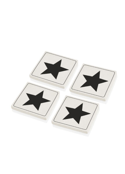 Star Coaster, Marble, Mono, Set of 4