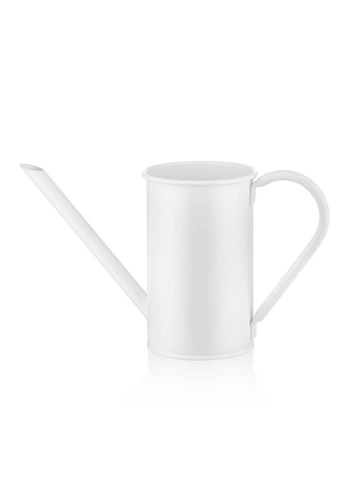 1.5 Lt. Watering Can, Galvanized Steel, White