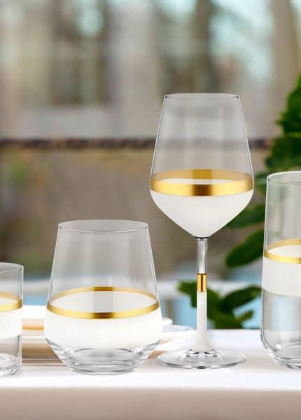 Wine Glass, Snow, Set of 6, Gold