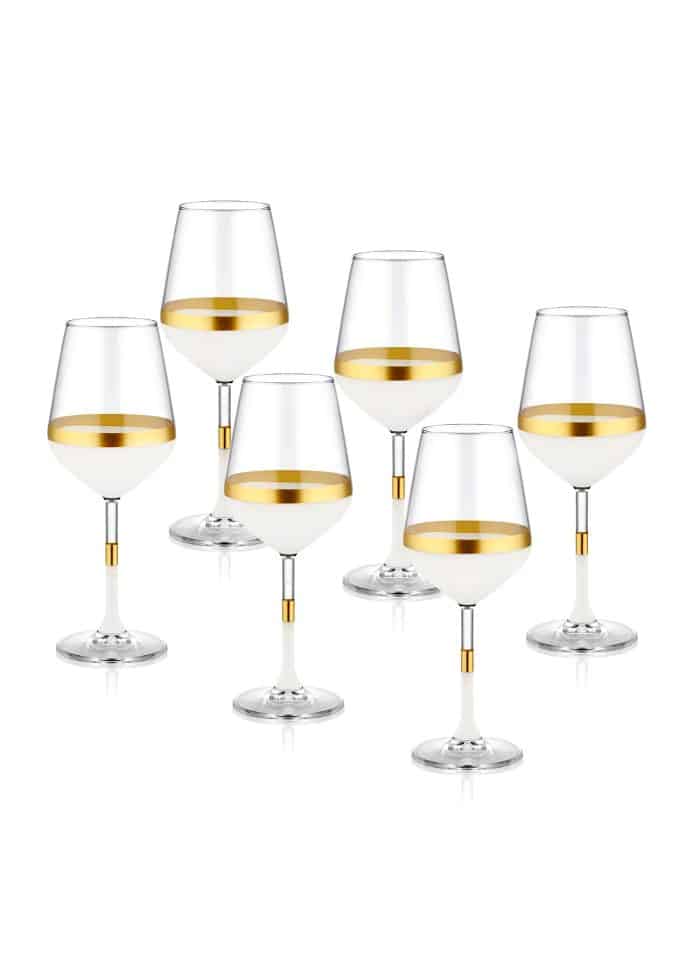 Wine Glass, Snow, Set of 6, Gold