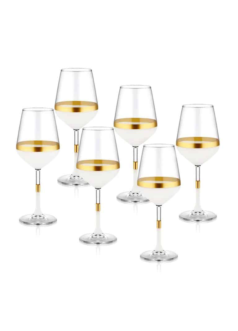 Wine Glass, Snow, Set of 6, Gold