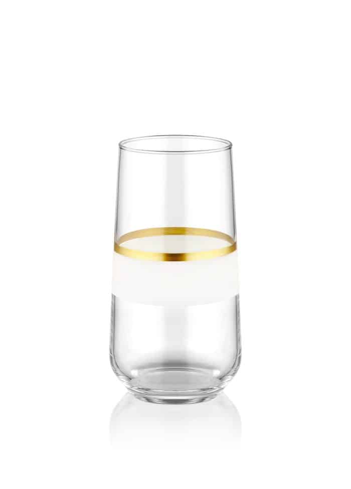 Long Water Glass, Snow, Set of 6, Gold