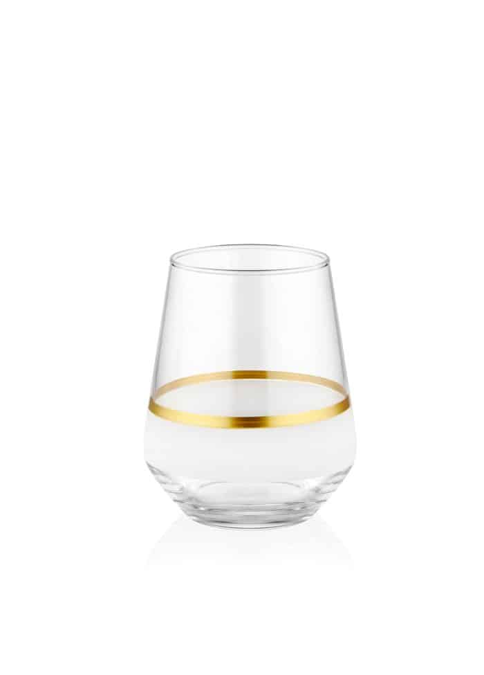 Short Water / Whiskey Glass, Snow, Set of 6, Gold