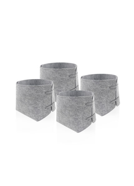 Storage Organizer, Felt Fabric, Set of 4, 17 cm, Light Gray