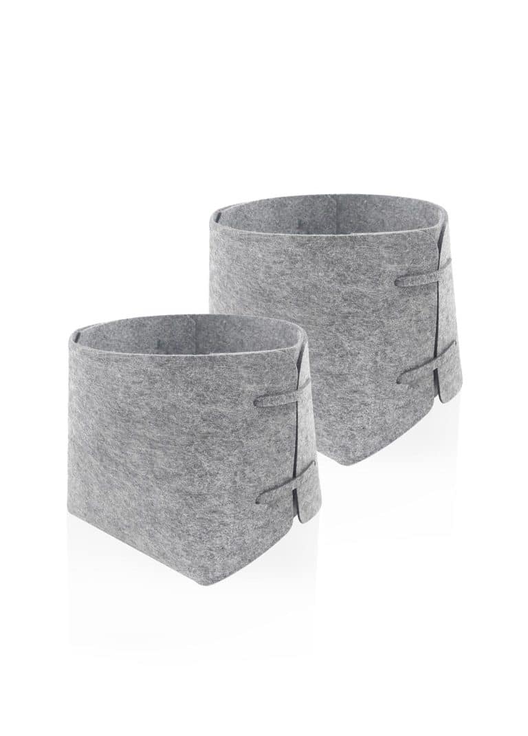 Storage Organizer, Felt Fabric, Set of 4, 20 cm, Light Gray