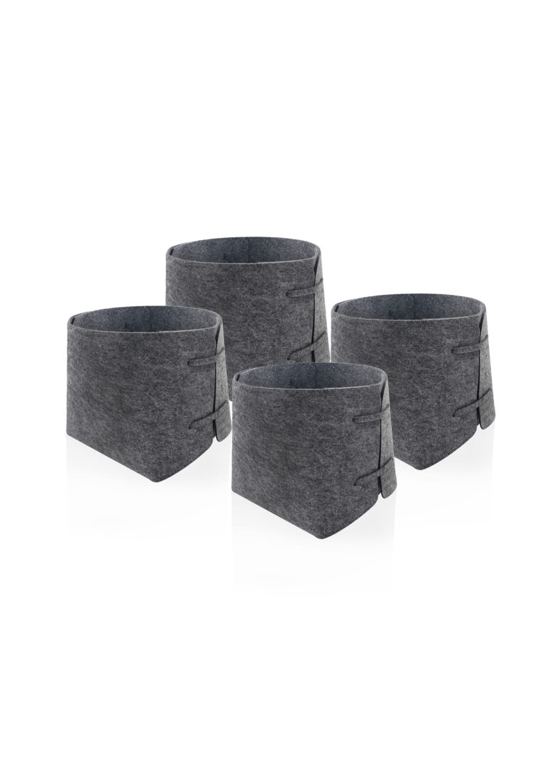 Storage Organizer, Felt Fabric, Set of 4, 17 cm, Dark Gray