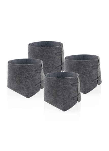 Storage Organizer, Felt Fabric, Set of 4, 20 cm, Dark Gray