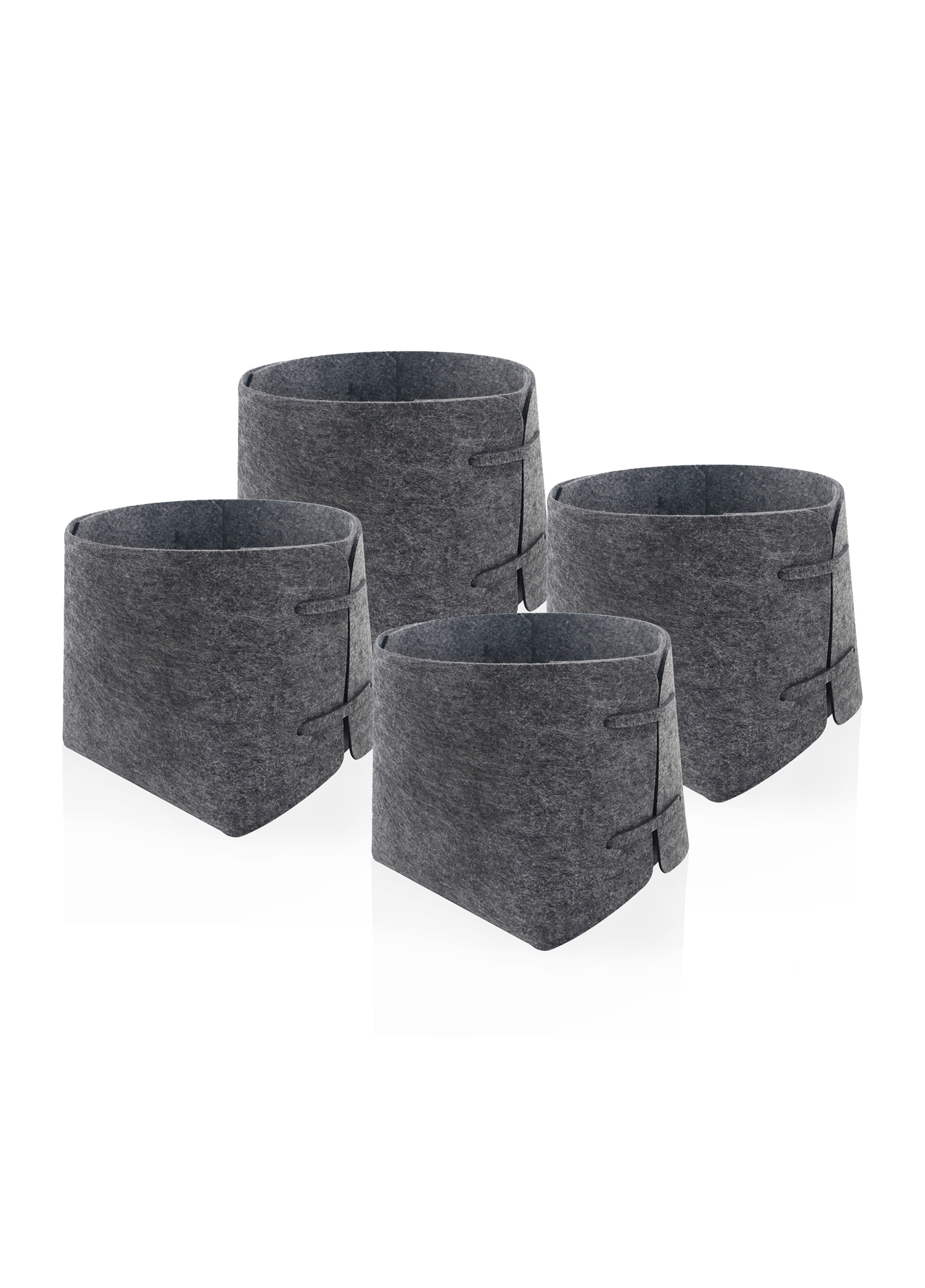 Storage Organizer, Felt Fabric, Set of 4, 20 cm, Dark Gray