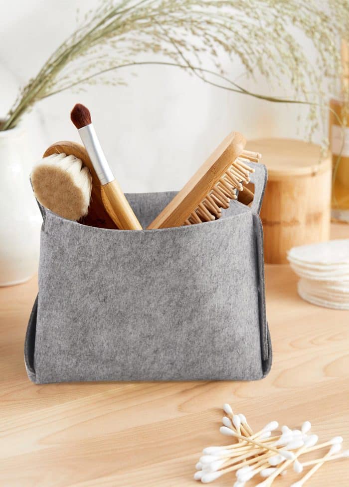 Storage Organizer, Felt Fabric, Set of 4, 28 cm, Light Gray