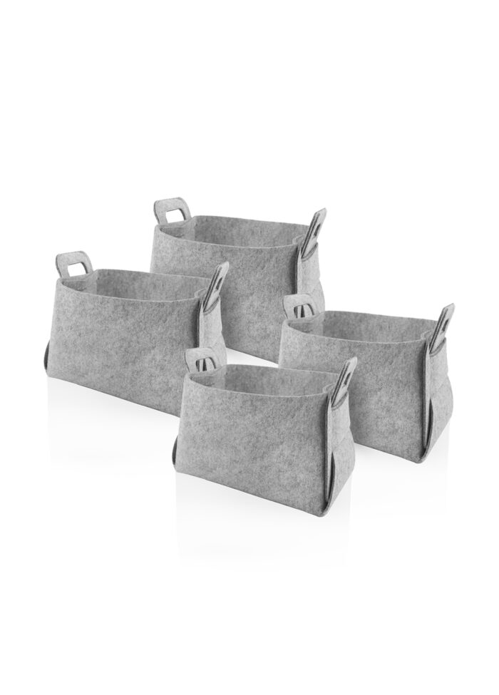 Storage Organizer, Felt Fabric, Set of 4, 31 cm, Light Gray