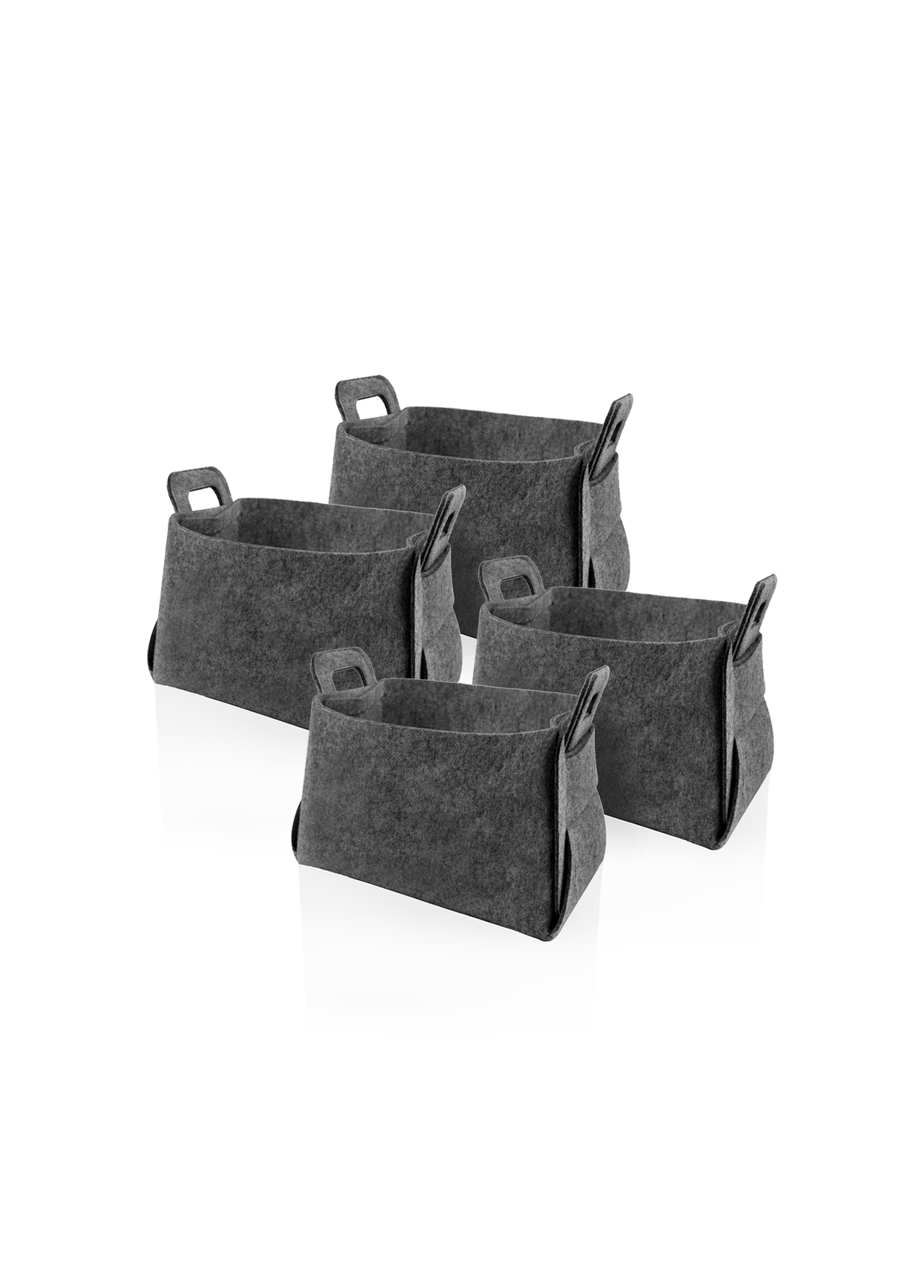 Storage Organizer, Felt Fabric, Set of 4, 28 cm, Dark Gray